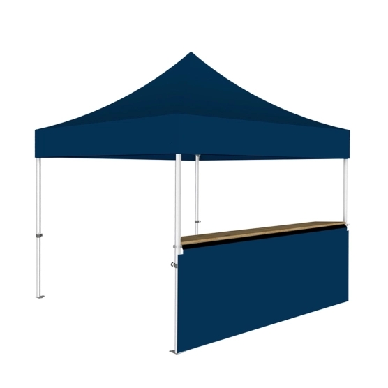 Stand buvette modulable pliant ALU PRO 45 LUXE 3x3m - Bleu avec un comptoir