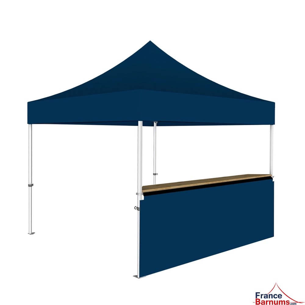 Stand buvette modulable pliant ALU PRO 45 LUXE 3x3m - Bleu avec un comptoir