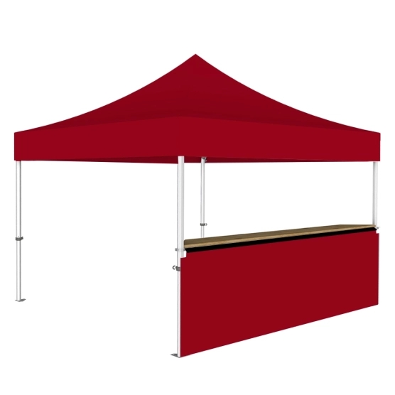 Stand buvette modulable pliant ALU PRO 45 LUXE 4x4m - Rouge avec un comptoir