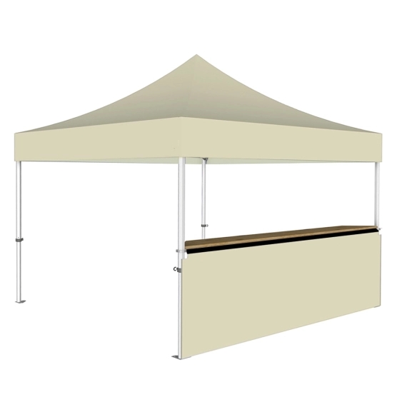 Stand buvette modulable pliant ALU PRO 45 LUXE 4x4m - Beige avec un comptoir
