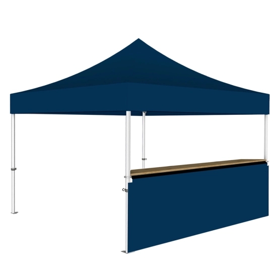 Stand buvette modulable pliant ALU PRO 45 LUXE 4x4m - Bleu avec un comptoir
