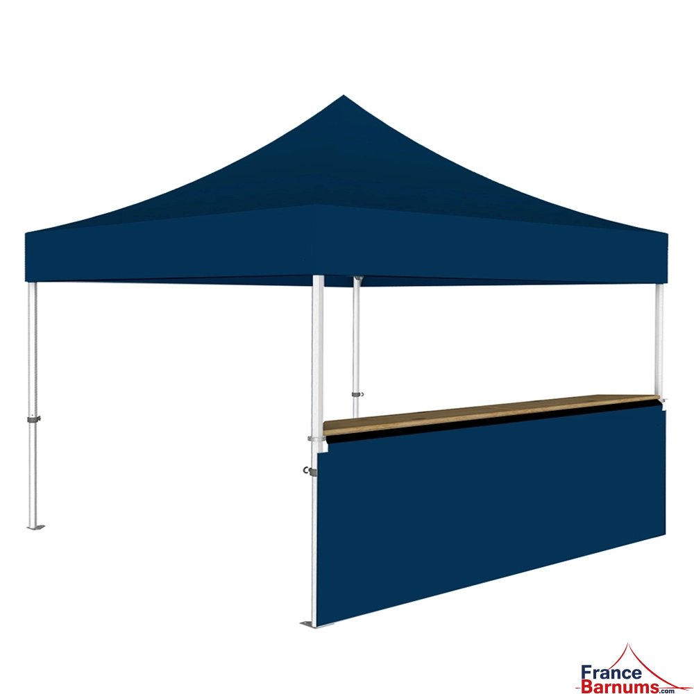 Stand buvette modulable pliant ALU PRO 45 LUXE 4x4m - Bleu avec un comptoir