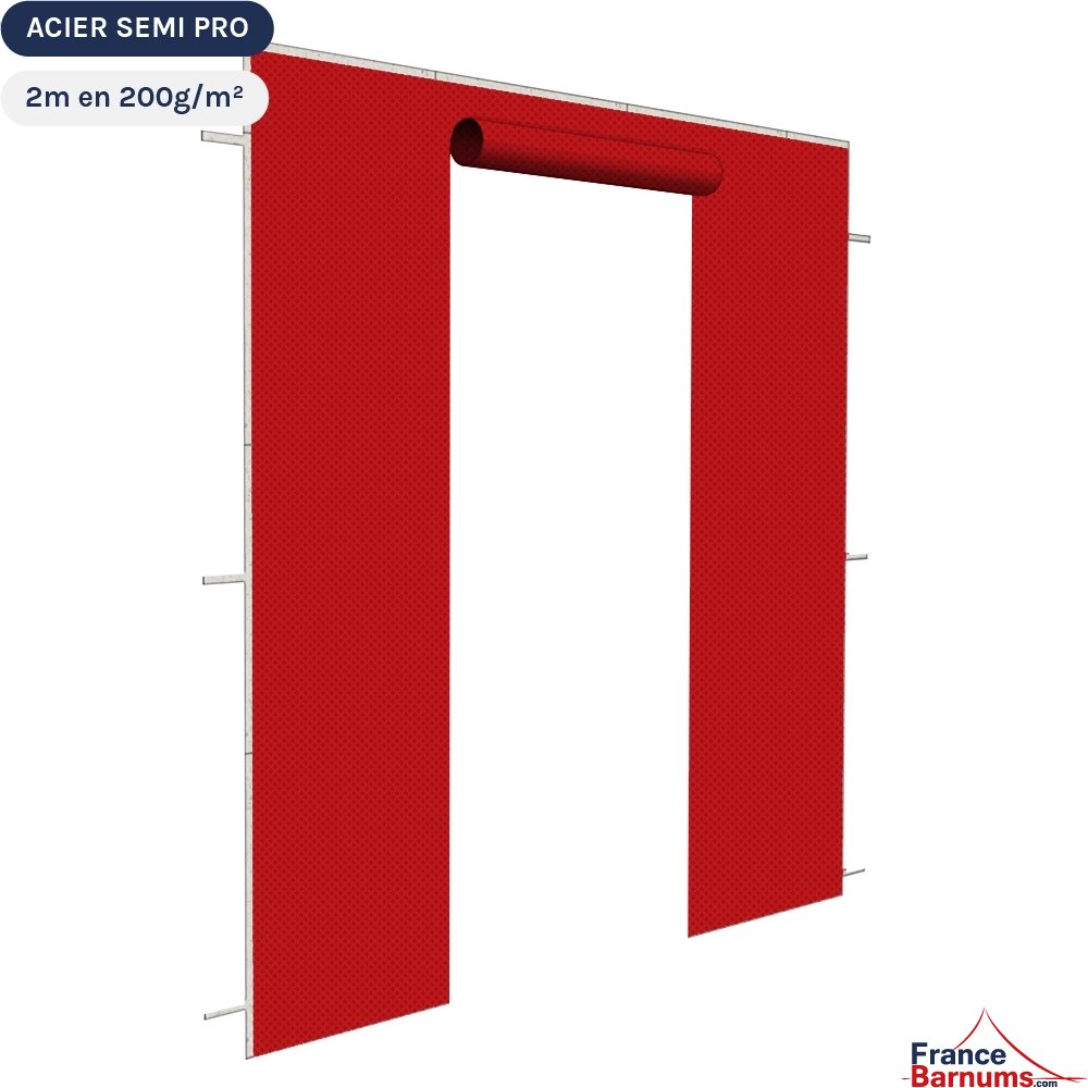 Gamme Acier semi-pro avec Mur de 2m Porte - 200gr/m² rouge Gamme Acier semi-pro avec Mur de 2m Porte - 200gr/m² rouge