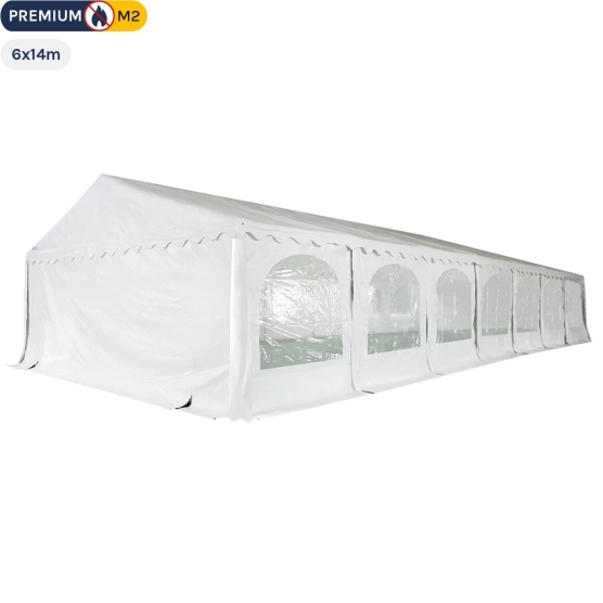 Tente de réception - Chapiteau PREMIUM en PVC de 6m x 14m avec Tubes de 50mm Tente de réception - Chapiteau PREMIUM en PVC de 6m x 14m avec Tubes de 50mm