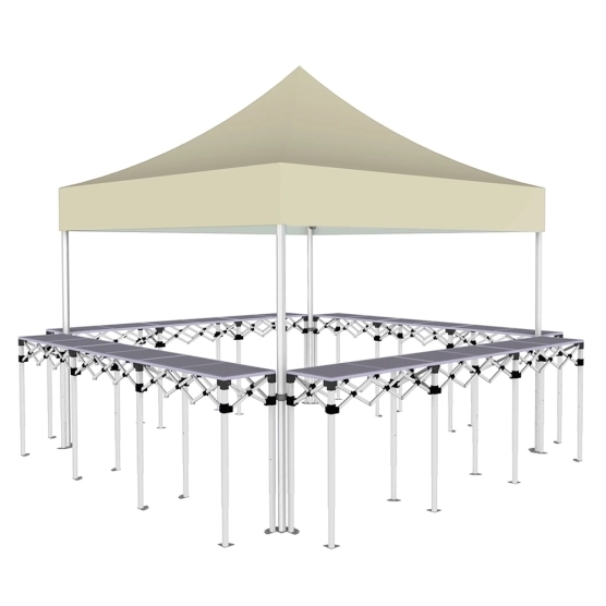 Stand buvette pliant Premium 3x3m - Beige avec 4 comptoirs