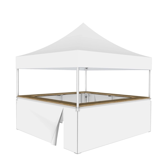 Stand buvette modulable pliant ALU PRO 45 LUXE 3x3m - Blanc avec 4 comptoirs