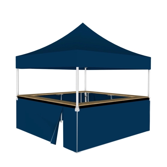 Stand buvette modulable pliant ALU PRO 45 LUXE 3x3m - Bleu avec 4 comptoirs