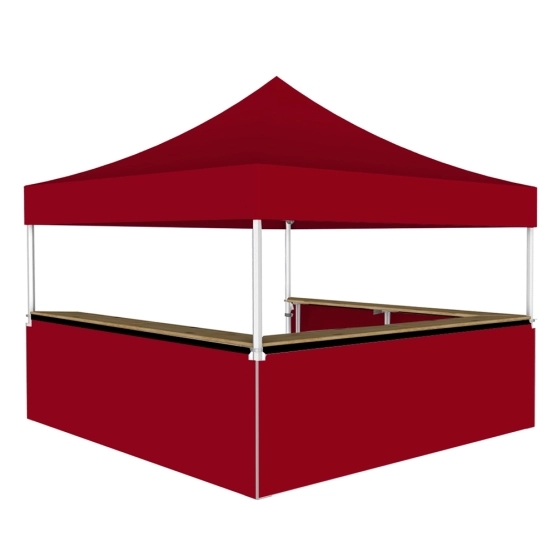 Stand buvette modulable pliant ALU PRO 45 LUXE 4x4m - Rouge avec 3 comptoirs