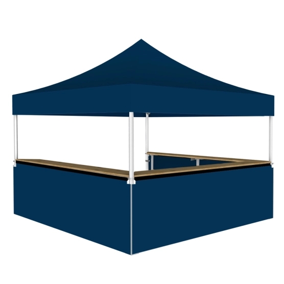 Stand buvette modulable pliant ALU PRO 45 LUXE 4x4m - Bleu avec 3 comptoirs