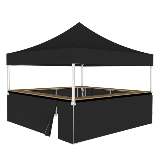 Stand buvette modulable pliant ALU PRO 45 LUXE 4x4m - Noir avec 4 comptoirs