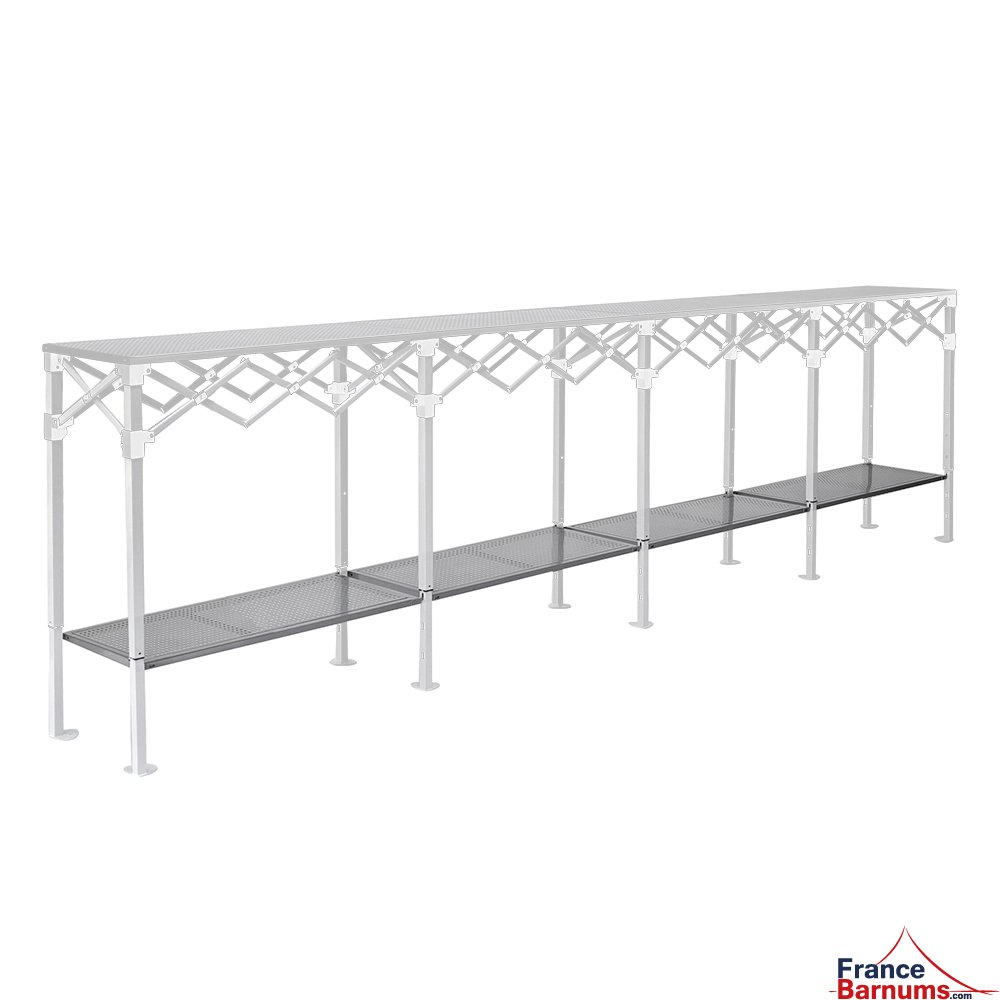 4 Plateaux ajourés à ajuster sur le niveau inférieur de Table Comptoir Pliante acier 4m x 40cm 4 Plateaux ajourés à ajuster sur le niveau inférieur de Table Comptoir Pliante acier 4m x 40cm
