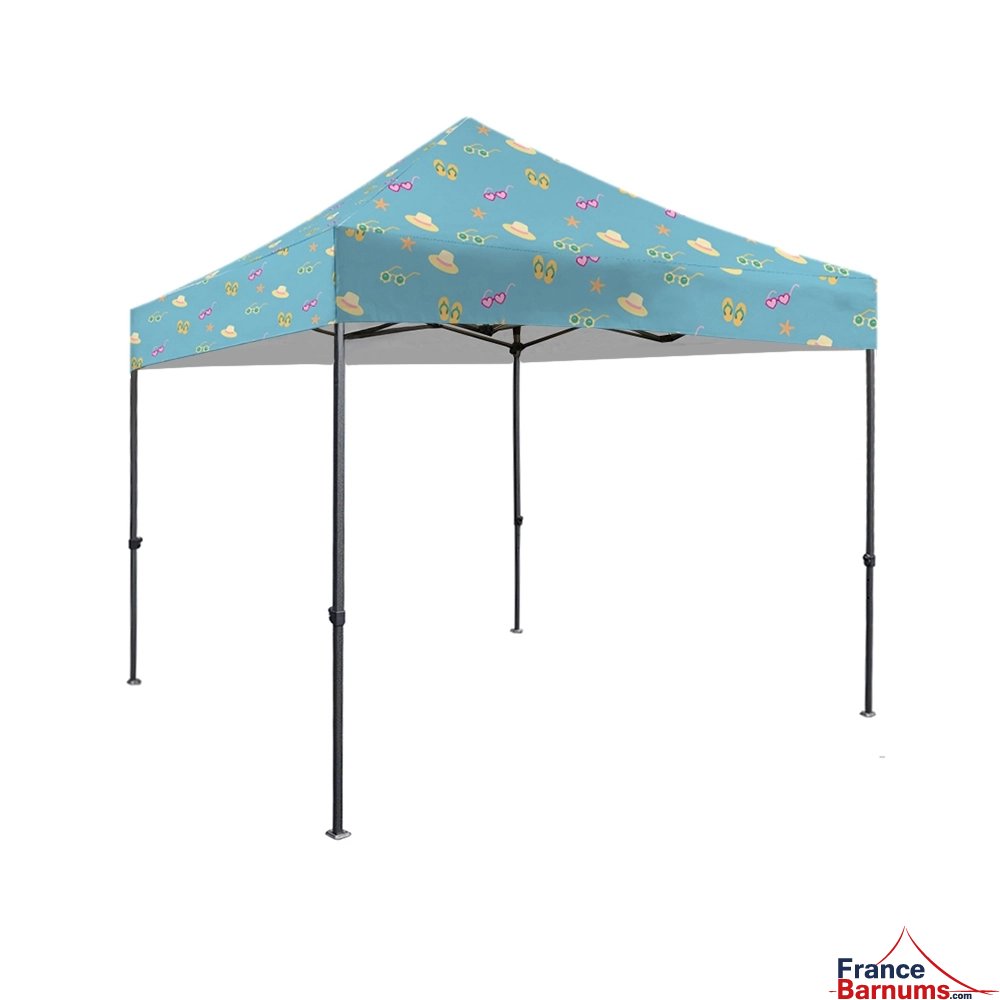Impressions sur toits de barnums pliants Collection CAPSULE été 2024 - Série PLAYA - acier paddock
