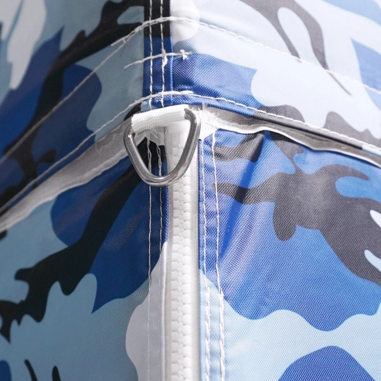 Solides anneaux de haubanage barnum pliant pro alu 3m x 3m camouflage bleu