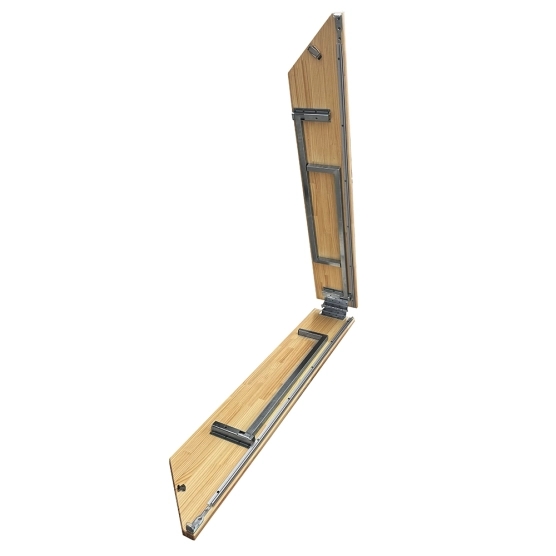 Comptoir buvette pliant sur charnière en bois verni de 4 m