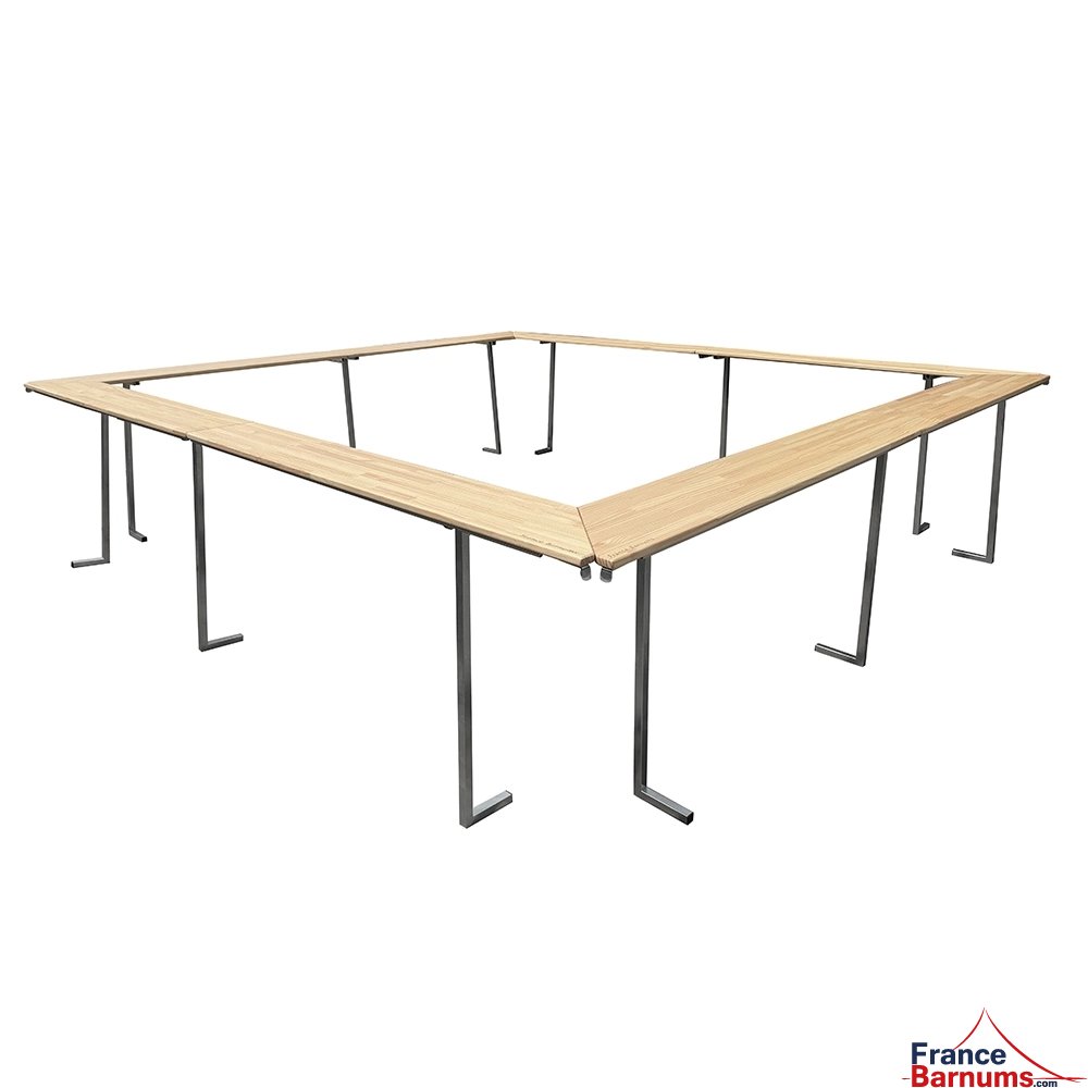 Comptoir buvette pliant 4 m pour stand buvette, exemple de présentation avec 4 comptoirs