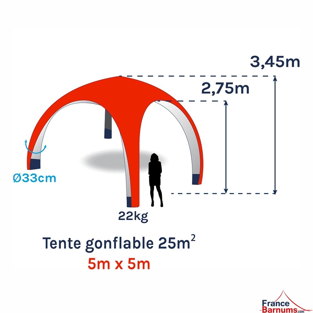 Tente gonflable imprimée 5x5m soit 25m²