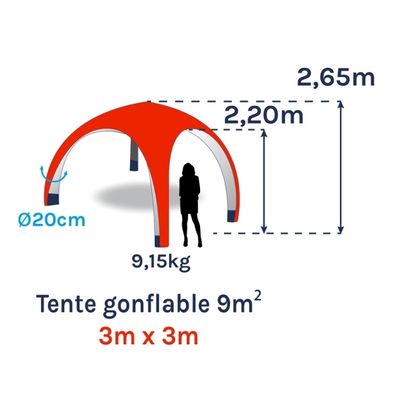 Tente gonflable imprimée 3x3m soit 9m² Tente gonflable imprimée 3x3m soit 9m²