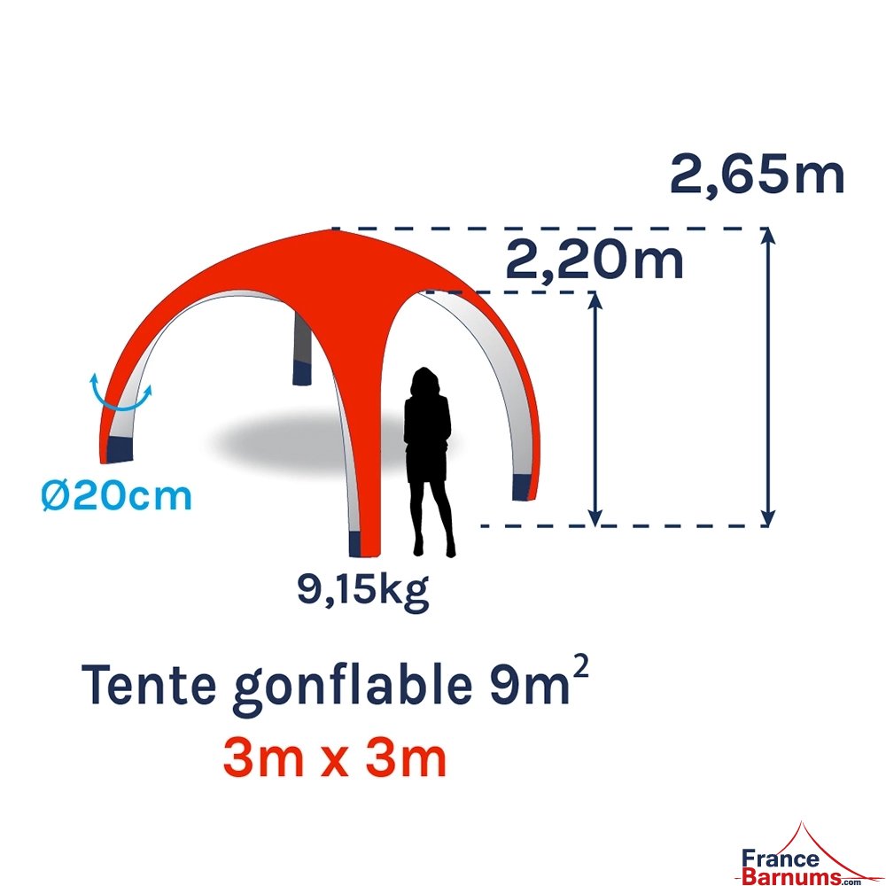 Tente gonflable imprimée 3x3m soit 9m² Tente gonflable imprimée 3x3m soit 9m²