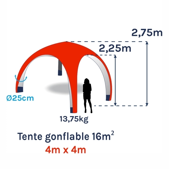 Tente gonflable imprimée 4x4m soit 16m²