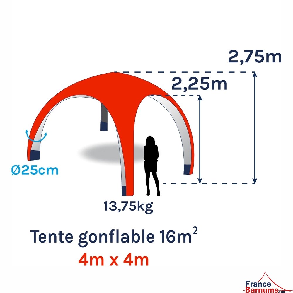 Tente gonflable imprimée 4x4m soit 16m²