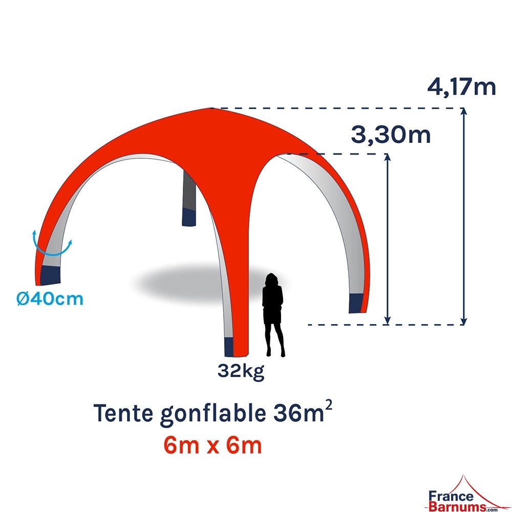 Tente gonflable imprimée 6x6m soit 36m²
