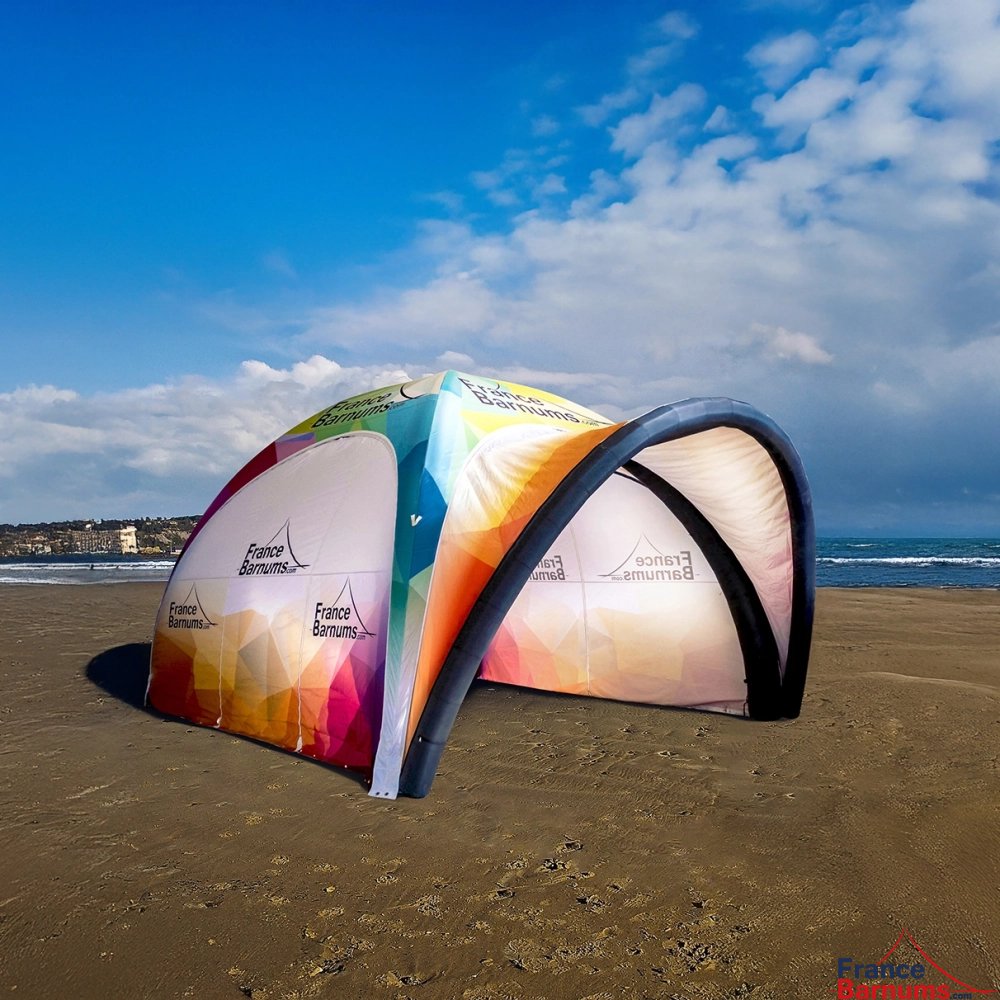 Tente gonflable imprimée 3x3m avec auvent et paroi double porte