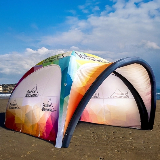 Tente gonflable imprimée 6x6m avec auvent et paroi double porte