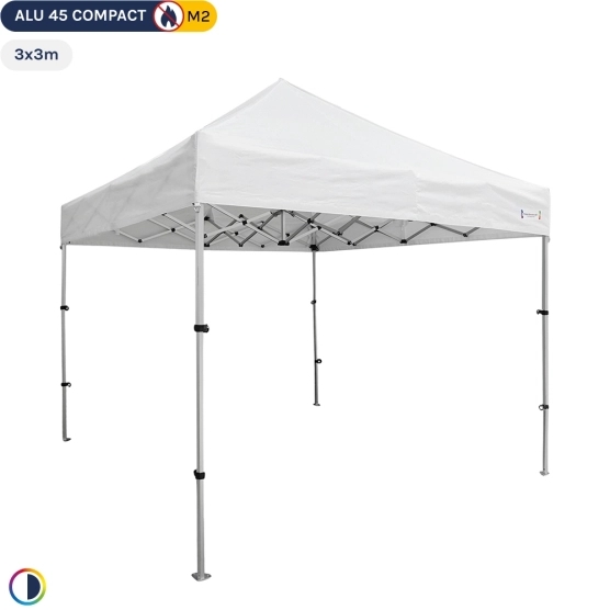 Tente pliante - Stand pliant Alu 45 COMPACT M2 3mx3m BLANC 380gr/m²