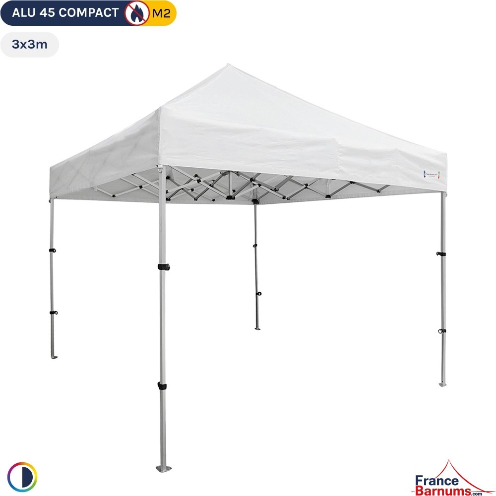 Tente pliante - Stand pliant Alu 45 COMPACT M2 3mx3m BLANC 380gr/m²