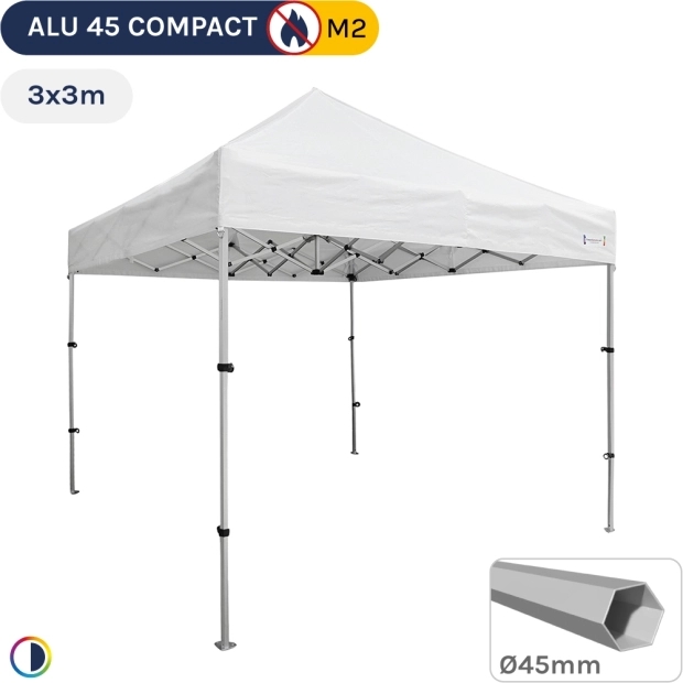 Barnum pliant - Tente pliante Alu 45 COMPACT M2 3mx3m BLANC 380gr/m²