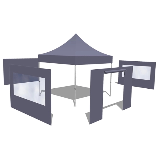 Barnum pliant - Tente pliante Alu 45 COMPACT M2 3mx3m BLANC 380gr/m² + Pack Fenêtres  380gr/m²