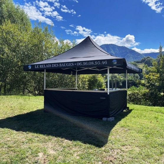 Buvette pliante personnalisée avec auvent ALU PRO 55 AUVENT 3x3m ou 4x4m