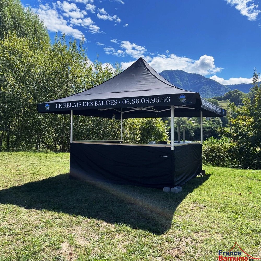 Buvette pliante personnalisée avec auvent ALU PRO 55 AUVENT 3x3m ou 4x4m