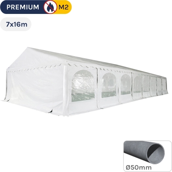 Tente de réception - Chapiteau PREMIUM 7m x 16m en PVC