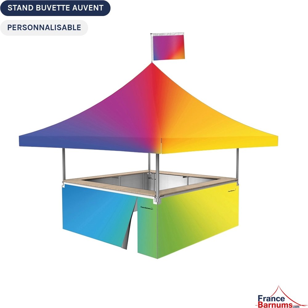 Tente buvette pliante personnalisée ALU PRO 55 AUVENT 3x3m