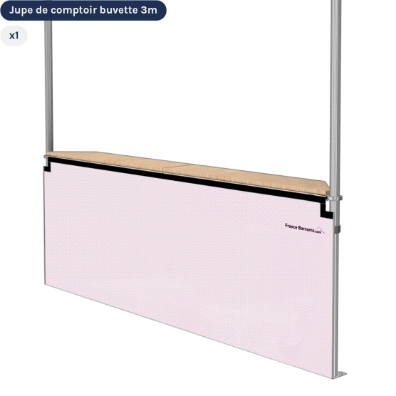 Jupe de comptoir 3m pour stand buvette pliante rose poudré