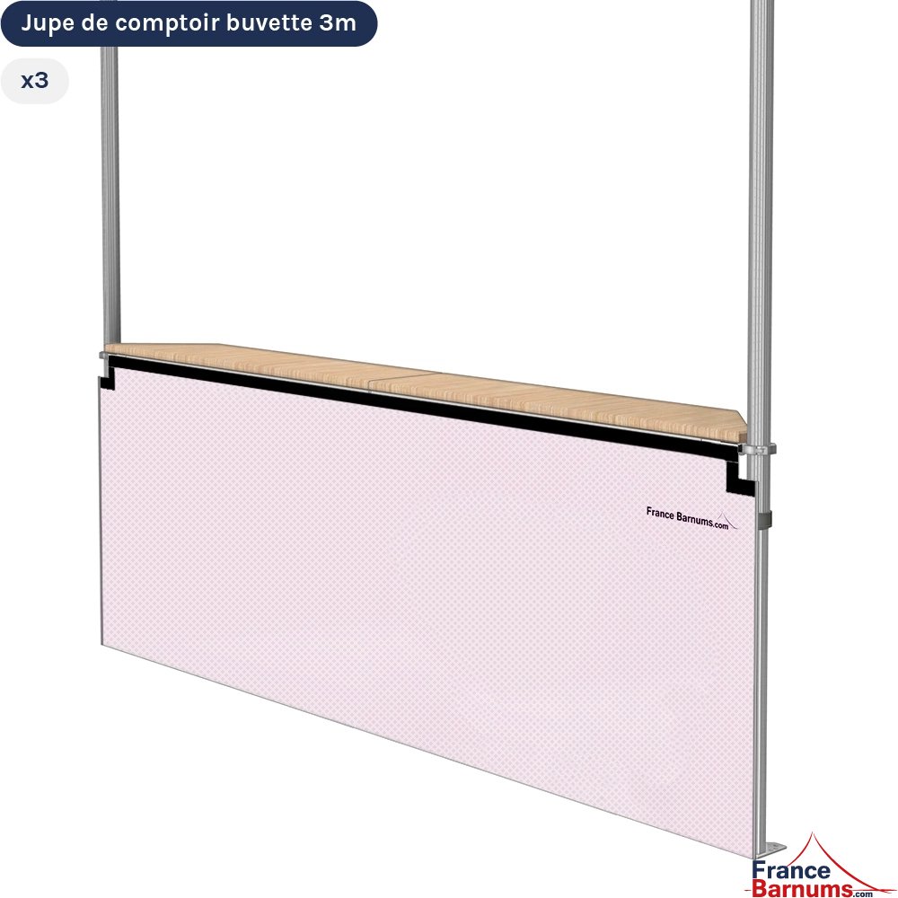 3x Jupes de comptoir buvette 3m, ROSE POUDRE