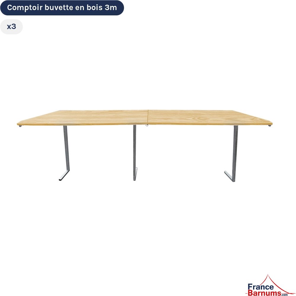 3 comptoirs buvette en bois pour Barnum pliant stand buvette modulable 3x3m ALU PRO 45 LUXE