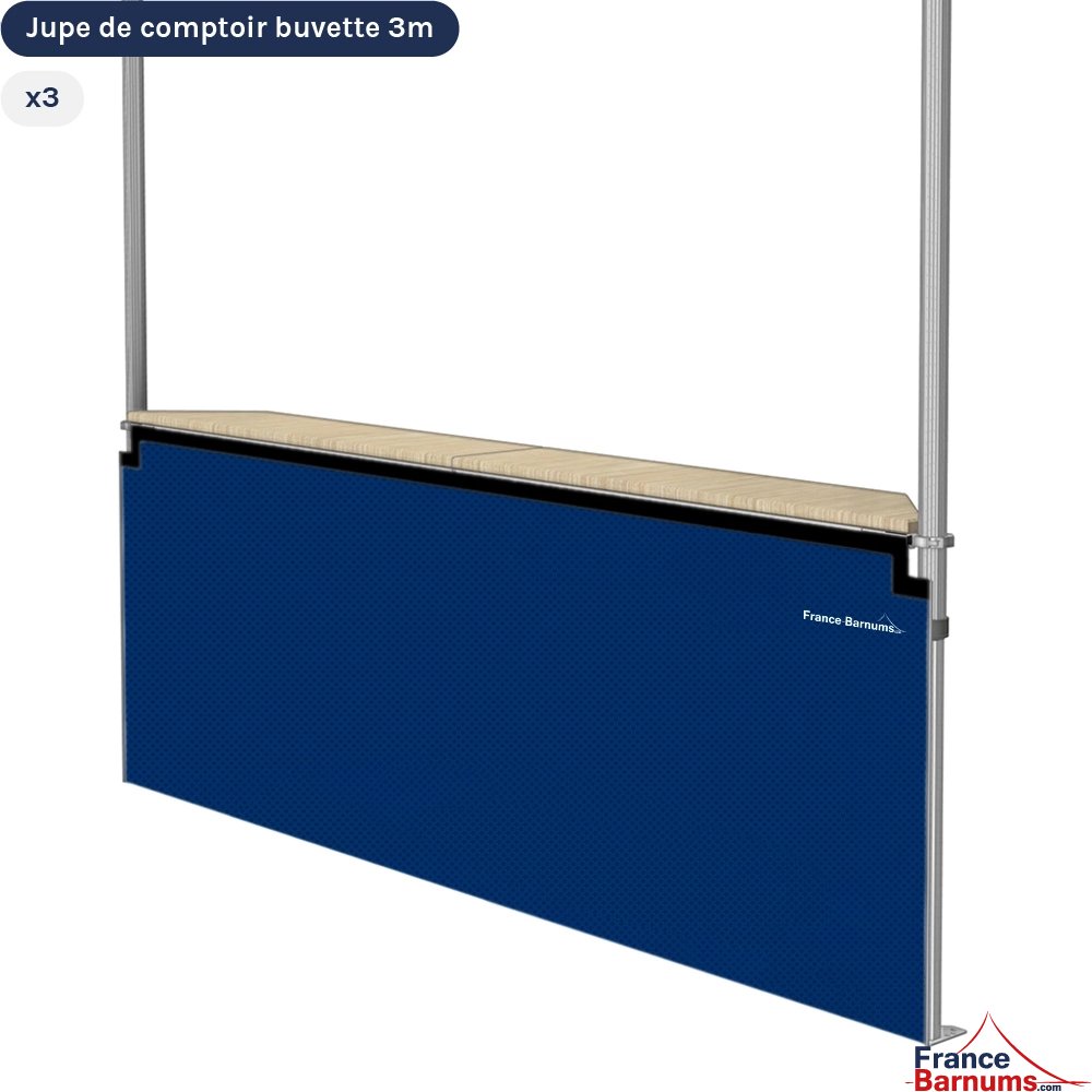 3x Jupes de comptoir buvette 3m, BLEU
