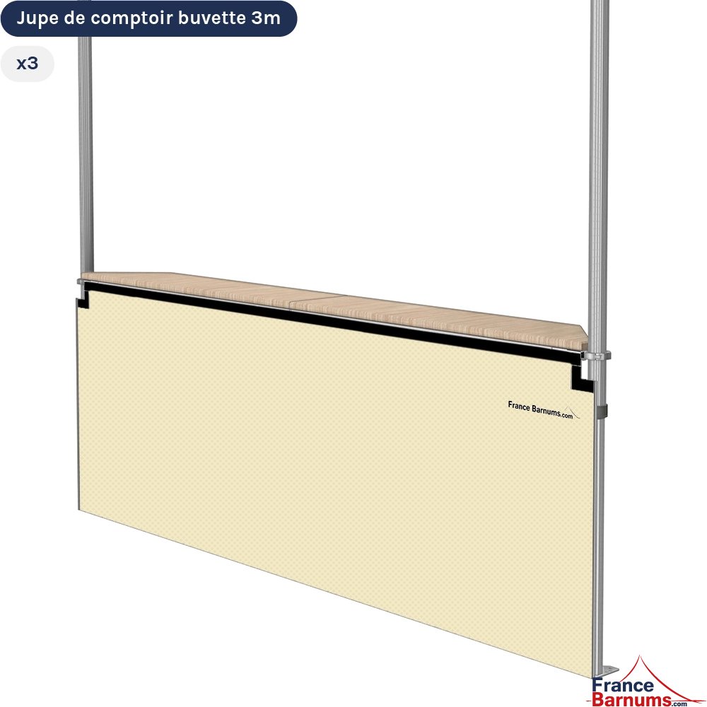 3x Jupes de comptoir buvette 3m, BEIGE