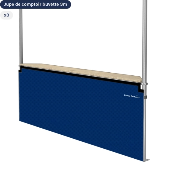 Jupes de comptoir pleine de 3m pour stand buvette pliante BLEU