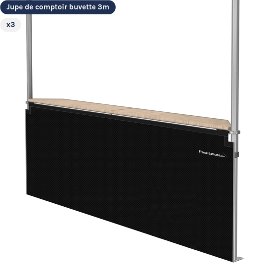 Jupes de comptoir pleine de 3m pour stand buvette pliante NOIR