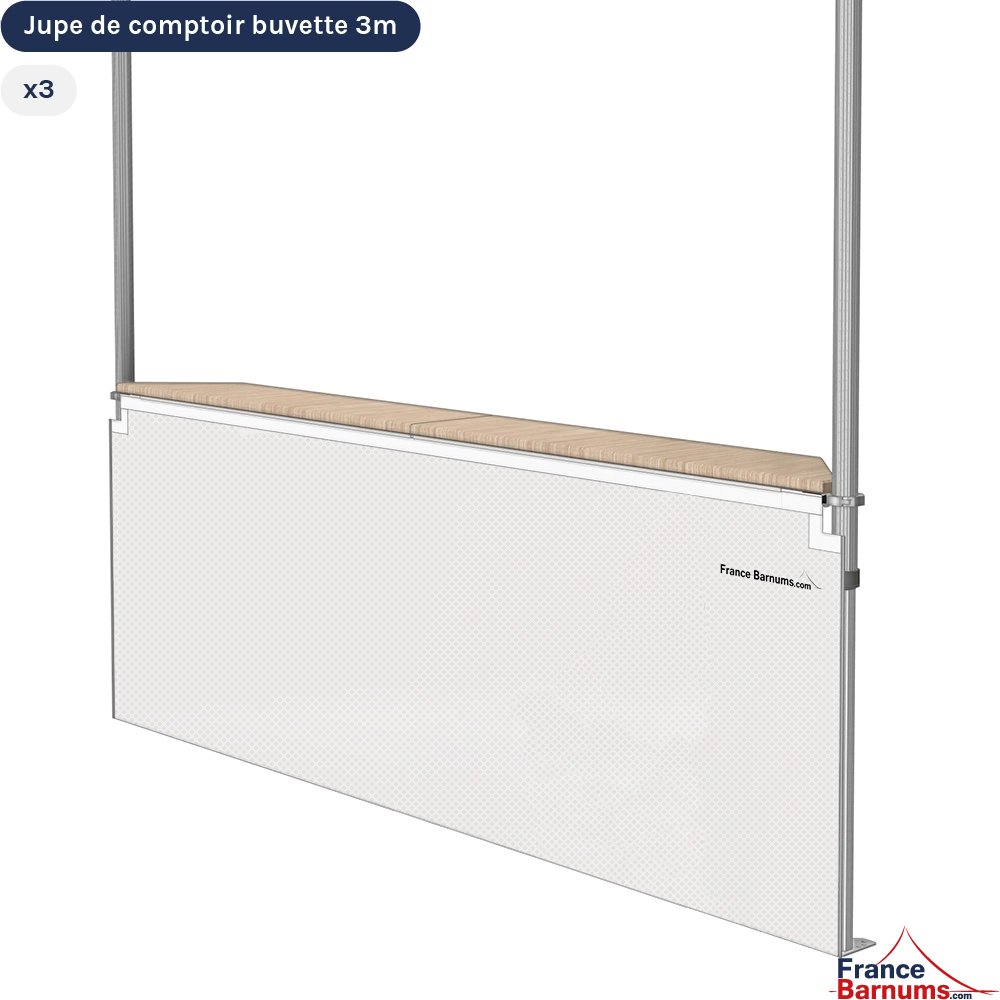 Jupes de comptoir pleine de 3m pour stand buvette pliante BLANC