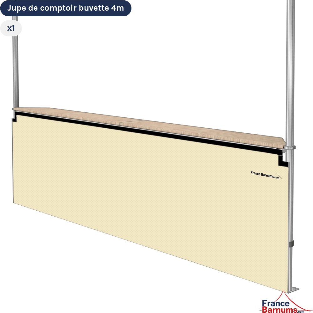 Jupe de comptoir "pleine" de 4m pour stand buvette pliante BEIGE