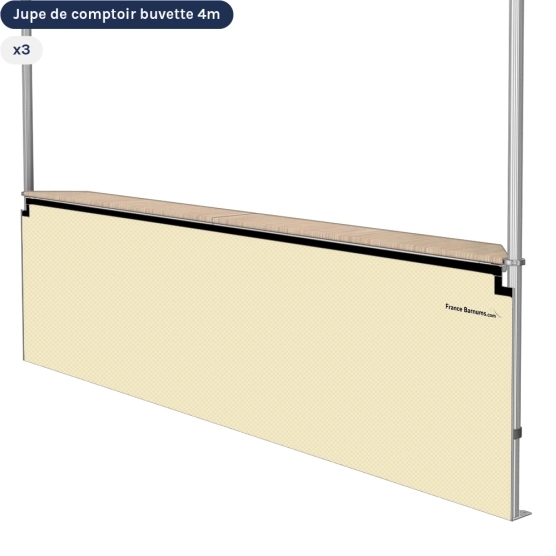 Jupe de comptoir buvette "pleine" pour stand buvette pliante de 4x4m BEIGE