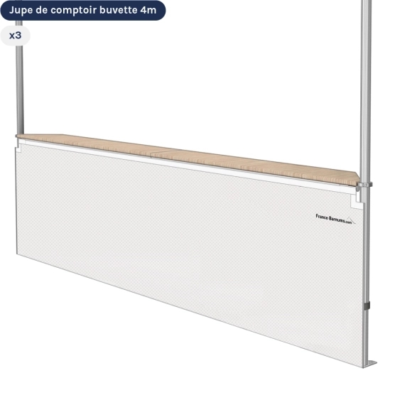 Jupes de comptoir "pleine" pour stand buvette pliante de 4x4m BLANC