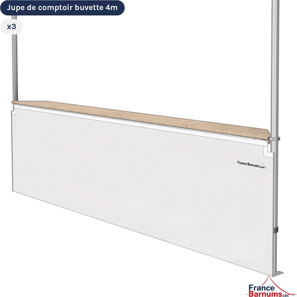 Jupes de comptoir "pleine" pour stand buvette pliante de 4x4m BLANC