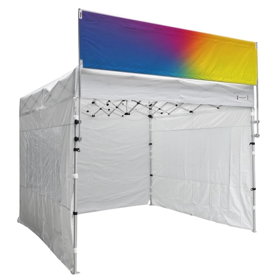 Bannière publicitaire personnalisable à placer au dessus d'une tente pliante de 3m