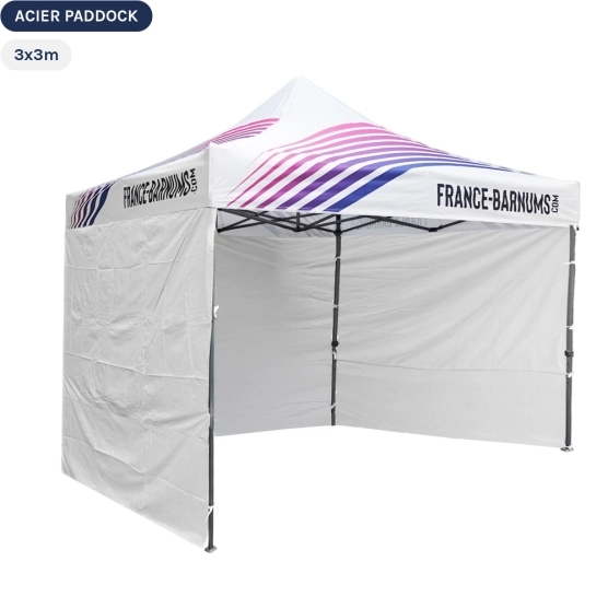 Tente Pliante Acier Paddock 3mx3m IMPRIMEE PURPLE avec 3 cloisons