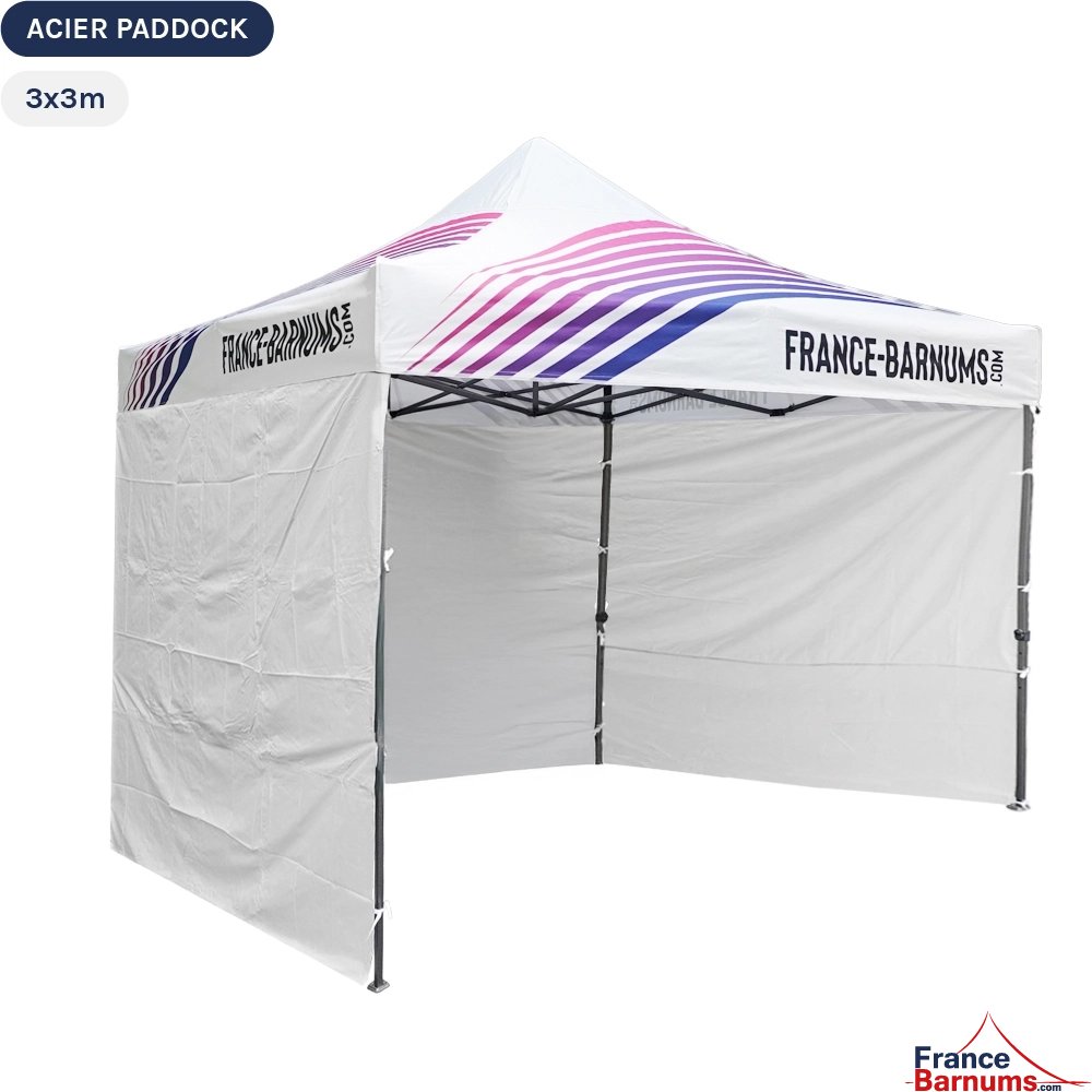 Tente Pliante Acier Paddock 3mx3m IMPRIMEE PURPLE avec 3 cloisons